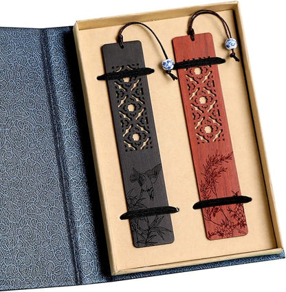 Wooden Bookmark Engraved Book Mark Vintage Style Best Unique Gifts Set for Book Lovers,Women,Men,Teacher,Birthday Present