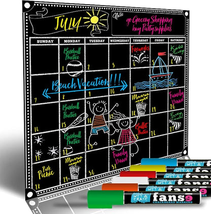 Fanse Monthly Magnetic Calendar for Refrigerator and Marker Set 18" x 14", Magnetic Fridge Calendar, Monthly Planner Blackboard Organizer Agenda Memo for Home, Grocery, Kitchen, Classroom, Dorm Room