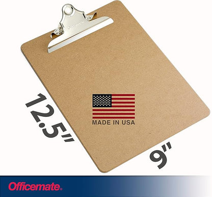 Officemate Recycled Wood Clipboard, 6 Inch Clip, 2 Pack Clipboard, Letter Size (9 x 12.5 Inches), Brown (83100)