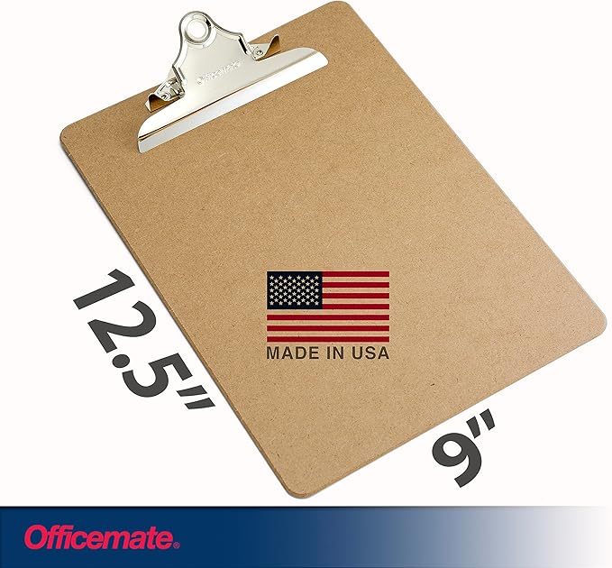 Officemate Recycled Wood Clipboard, 6 Inch Clip, 1 Pack Clipboard, Letter Size (9 x 12.5 Inches), Brown (83100)
