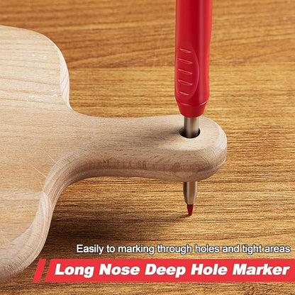 Enhon 6PCS Carpenters Pencils Mechanical Pencil Set with 24 Refills and Carbide Scriber Tool, Deep Hole Woodworking Pencils Joiners Pencil Carpenter Tools with Sharpener for Architect Construction