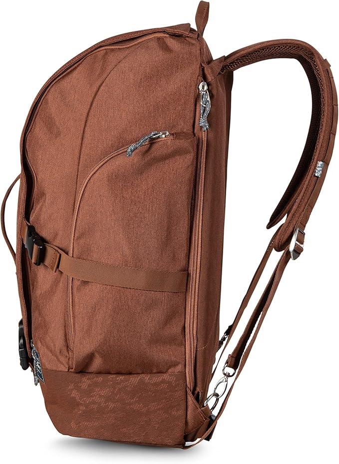 Skyway Luggage Rainier Weekender Backpack, Eco-Friendly, Made of 100% rPET Travel Laptop Bag for Women & Men, Flight Approved Carry On Bag, 43L, Moab Red