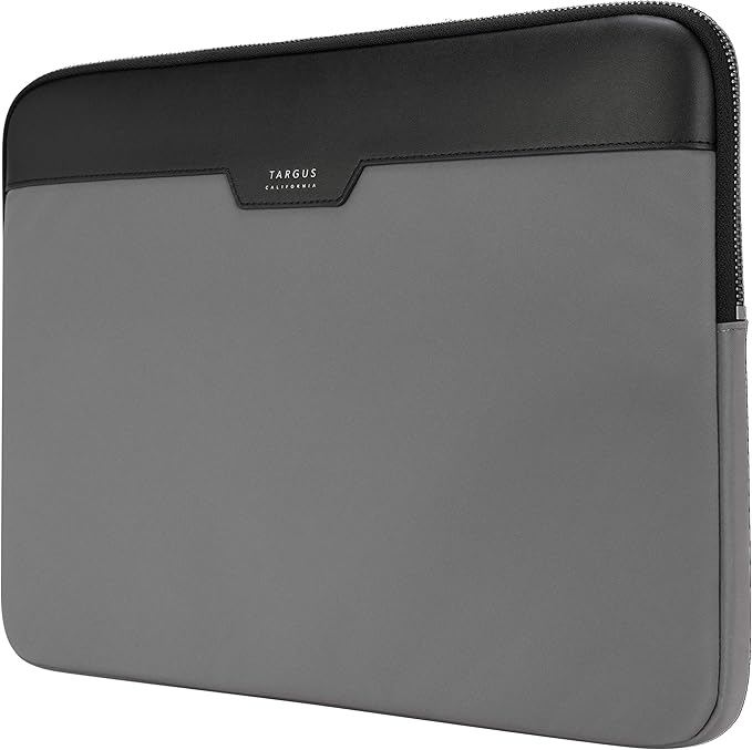 Targus Newport Modern Style Sleeve with Durable Water-Repellent Nylon, Back Zip Pocket Pouch, Protective Slipcase fits 11-12-Inch Laptop/Notebook, Gray (TSS100104GL)