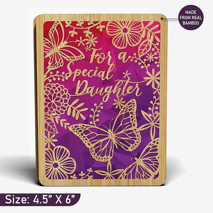 Bamboo Birthday Card - 6" X 4.5" - 1 Pack (With Envelope) | Laser Cut, Butterfly Themed Daughter Card