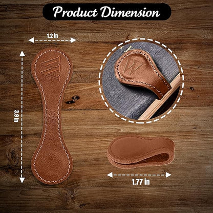 Personalized Leather Magnetic Bookmarks (1 Pack) Vintage Custom Engraved Initial ID Identification Book Marker Clip Gift for Book Lover Avid Readers (Letter W, Light Brown)