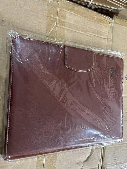 PU Leather Padfolio,A4 Leather Folder Binder Storage Clipboard with Magnetic Closure Cover,Business Resume Folder with Luxury Pen,Notepads,Sticky Tabs for Interview,Conference,Gift Portfolios (Brown)