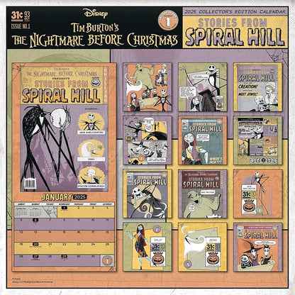 Disney Nightmare Before Christmas Calendar 2025 - Deluxe 2025 Jack Skellington Collector's Edition Wall Calendar Bundle with Decals & Over 100 Calendar Reminder Stickers (NBC Gifts, Office Supplies)