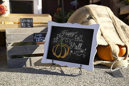 Tabletop Chalkboard Sign with Easel (11x13) + 8 Brilliant Liquid Chalk Markers | Hanging or Freestanding Framed Chalkboard with Hand Crafted Sweetheart Frame - Multipurpose Small Chalkboard Sign