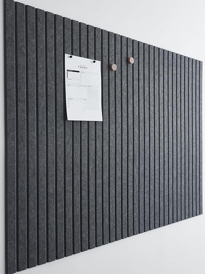 Large Cork Board for Office Black Felt Board Alternative - Slat Wall Paneling, Felt bulletin board tiles for office wall decor, Push pin board Wall organizer for office-12-Pack (Charcoal Gray)