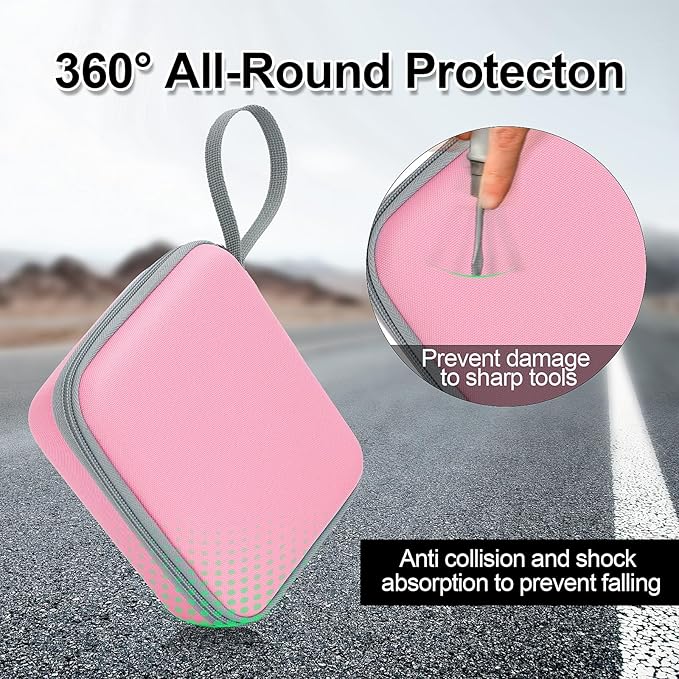 HBCX Mini Printer Case,Hard Protective Box,Portable High-capacity Travel Carrying Case,Suitable for Thermal Inkless Sticker Photo Printer,Label Marker,Instant Print Camera(Only Pink Case)