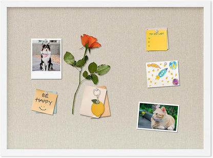 Cork Board with Linen White,Bulletin Board 23"x17" Hanging Corkboards for Office Home School Message Board or Vision Board Decoration.