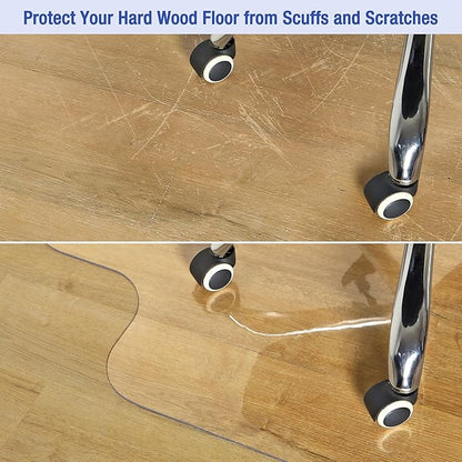 BesWin Office Chair Mat for Hard Floors, Fully Clear Desk Floor Mat for Rolling Chairs, 2mm Heavy Duty Floor Protector Mat for Home Office, Easy Glide, Flat Without Curling (36"×47" with Lip)