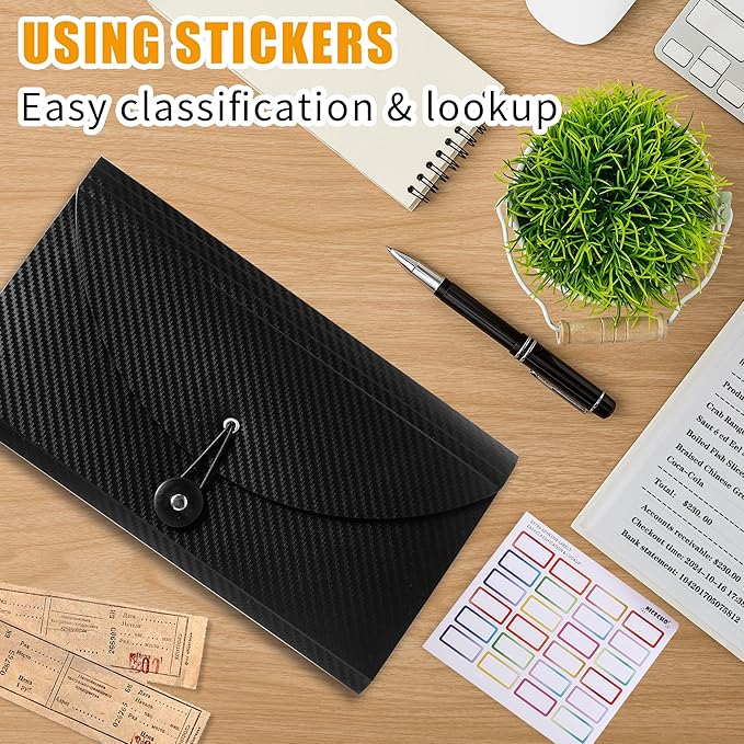 Nicecho Receipt Coupon Organizer, 13 Pockets Small Accordion File Organizer with Labels for Receipt Cards, Bill Business, Coupons Storage, 10.2X 5.1 Inches