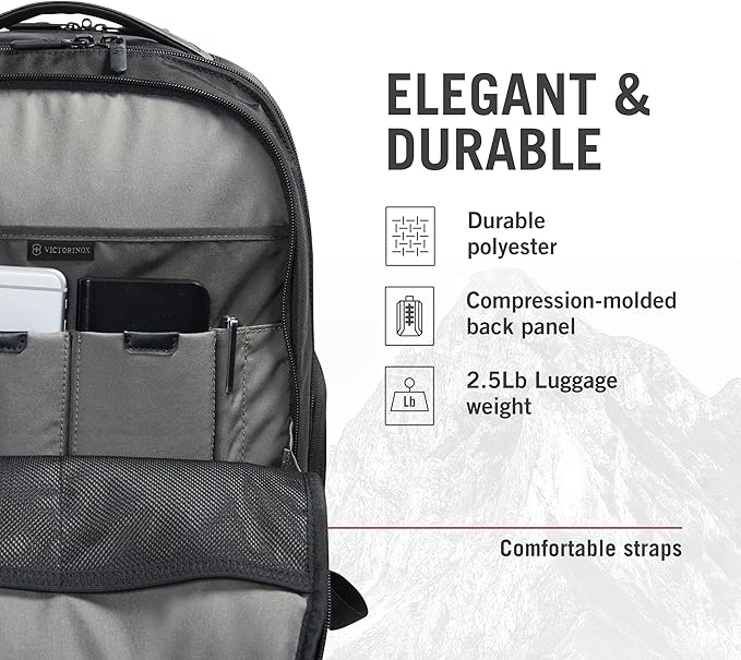 Victorinox Altmont Professional Essentials Laptop Backpack - Tablet & Laptop Bag for Travel Accessories - Computer Backpack Includes Sleek Organizer - 24 Liters, Black
