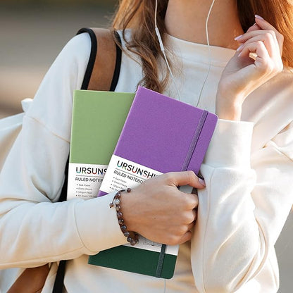 Ruled Notebook/Journal - Classic Lined Journal/Notebook, 5.3'' x 8.26'', Hardcover with Thick Paper, Banded + Pen Holder +Inner Pocket - Purple