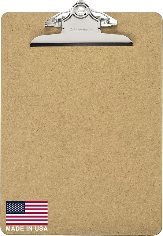 Officemate Recycled Wood Clipboard, 6 Inch Clip, 1 Pack Clipboard, Letter Size (9 x 12.5 Inches), Brown (83100)