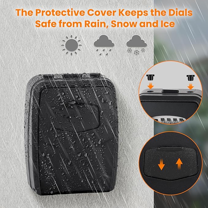 Fayleeko Portable Key Lock Box, 6 Key Capacity, Weatherproof Resettable Code (2 Pack, Black)