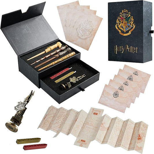 Harry Potter Gifts Writing Set Wand Pens Stationery Set Keepsake Box Wax Seal Stamp Vintage Letter Paper Marauders Map Hermione Wand Kids Teens Adults