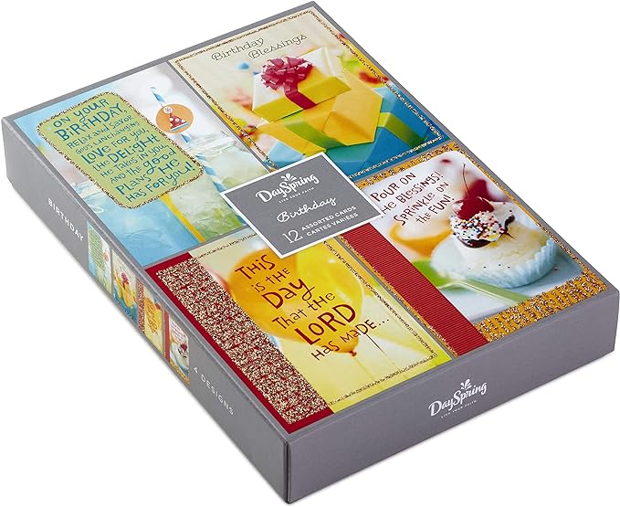 Dayspring Assorted Religious Birthday Cards (Christian Blessings, 12 Cards and Envelopes)