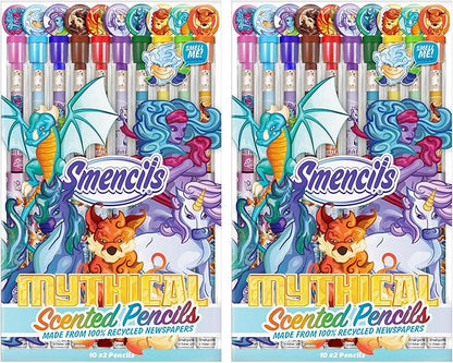 Scentco Mythical Smencils (2 Pack) - Limited Edition - Gourmet Scented Pencils (Graphite HB #2) with Black Finish and Multi-layered Paper Construction, 10 Count - Gifts for Kids, Classroom Rewards