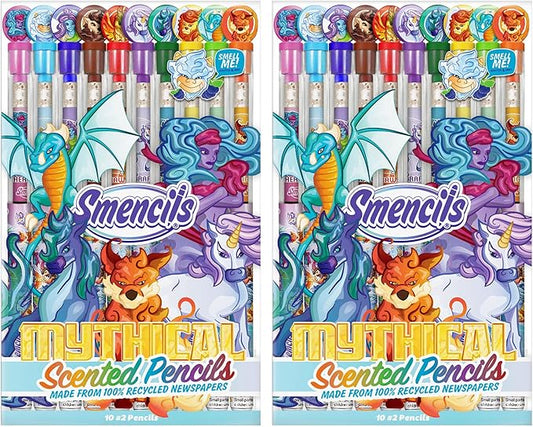 Scentco Mythical Smencils (2 Pack) - Limited Edition - Gourmet Scented Pencils (Graphite HB #2) with Black Finish and Multi-layered Paper Construction, 10 Count - Gifts for Kids, Classroom Rewards