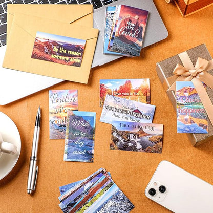 Jinei 300 Inspirational Affirmation Cards Positive Motivational Cards Small Mini Encouragement Quotes for Women Mother's Day Church(Scenery Style)