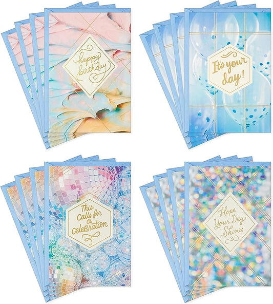 Hallmark Birthday Cards Assortment, Disco Party (16 Cards with Envelopes)