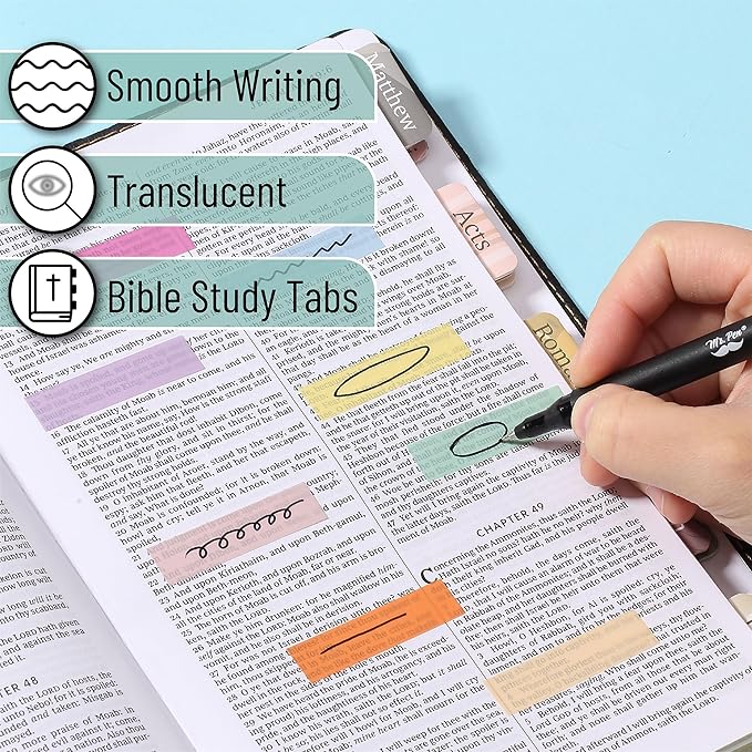 Mr. Pen- Sticky Tabs, 1600 Pcs, Colorful Book Tabs, Transparent Sticky Tabs for Books, Sticky Note Tabs, Page Markers Tabs, Book Markers, Page Tabs, Book Tabs for Annotating Books, Book Sticky Tabs