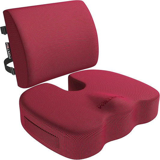 FORTEM Seat Cushion and Lumbar Support for Office Chair, Desk Chair Cushion, Memory Foam Office Chair Cushion, Non Slip Sitting and Back Pillow for Gaming, Car Seat Cushion, Chair Pad, XL