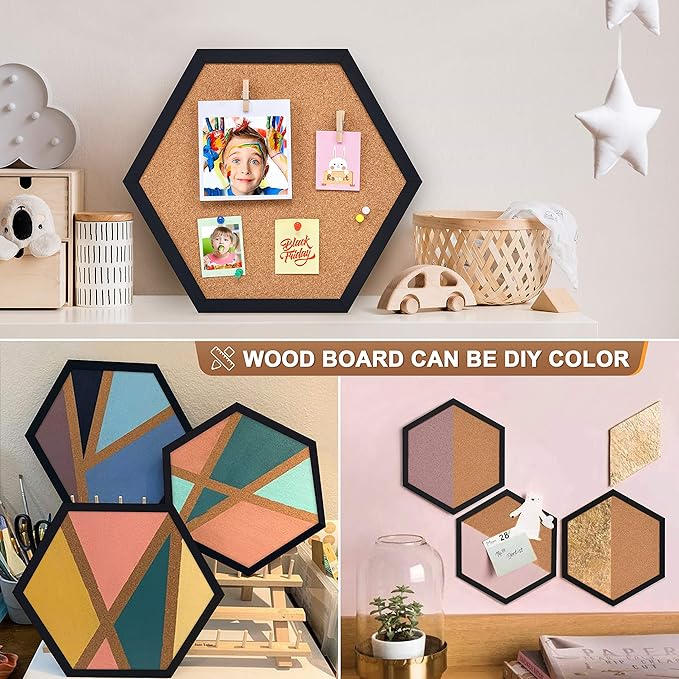 4 Packs Cork Board,Corkboards for Wall,Small Cork Board Decorations,Cork Boards for Walls with Frame, Decorative for Office, School & Home