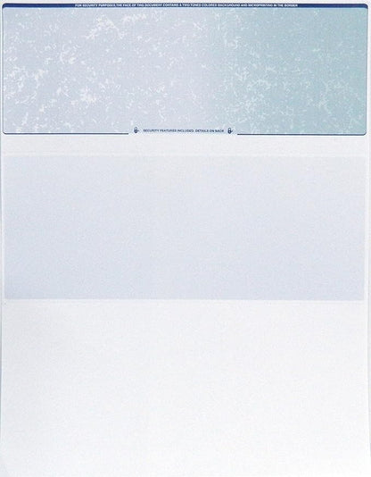 CheckOMatic Computer Check Paper - 100 Pack - Top Blank Stock Checks - Security Features & Laser Printer Compatible - Blue Green