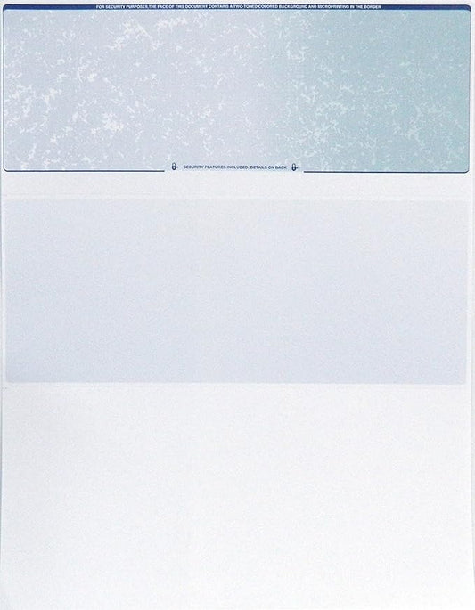 CheckOMatic Computer Check Paper - 100 Pack - Top Blank Stock Checks - Security Features & Laser Printer Compatible - Blue Green