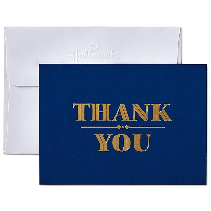 Hallmark Thank You Cards with Envelopes, Navy and Gold Foil (10 Thank You Notes) - 5STZ5022
