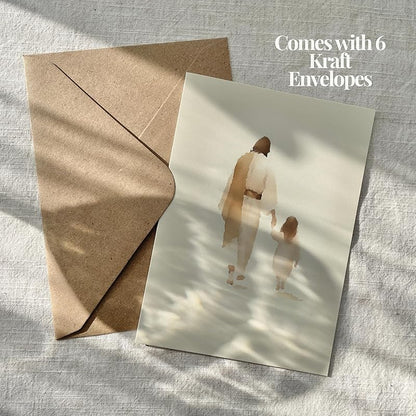 | The Way He Leads | Christian Greeting Cards Set of 6 with Envelopes | Blank Cards, Jesus Decor, Christian Gifts for Women, Religious Gifts Christian Décor (5"x7" The Way He Leads (Girl))