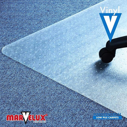 Marvelux Office Chair Mat for Low Pile Carpets 45" x 53” Clear Vinyl Protector Mat for Under Desks, Rectangular PVC Carpeted Floor Mat for Gaming Chairs and Computer Desks