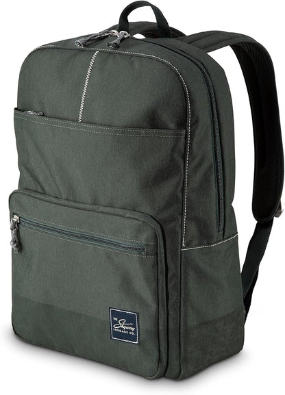 Skyway Luggage Rainier Simple Backpack, Eco-Friendly Made of 100% rPET Travel Laptop Bag for Women & Men, Flight Approved Carry On Bag, 16L, Olympic Green