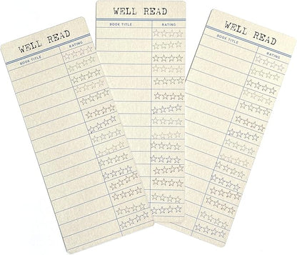 Paper House Productions Book Lover's Reading Tracker Bookmark 3-Pack - Library Card
