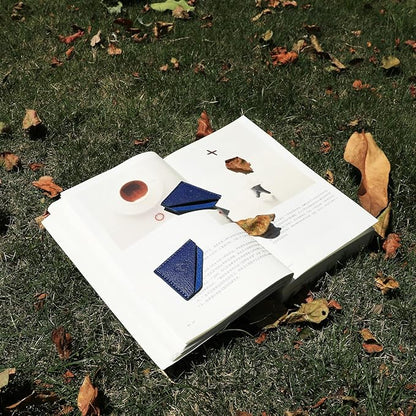 3 Pieces Leather Bookmarks Handmade Page Marker for Men Women, Faux Leather Page Clips Corner Book Markers for Teachers Gift for Writers Bookworm Book Lovers (06-Blue)