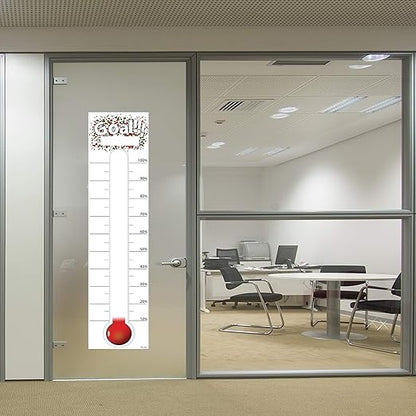 CLEVER CLEAN Goal Setting Fundrasing Thermometer - 48"x12" Dry Erase Self-Adhesive Goal Tracker - Poster Charts for Home, School and Office