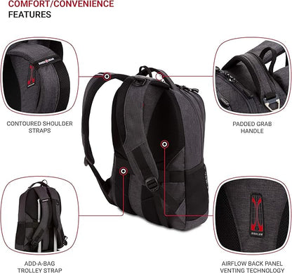 SwissGear Cecil 5505 Laptop Backpack, Charcoal, 18-Inch