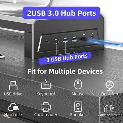Computer monitor stand Laptop Desk Shelf & Monitor Riser ，27.55 inches,22W charging , 2 USB 3.0 , and 1 USB 2.0， Monitors/PC/Laptop/Computer Space Saver Organizer ，Heavy Duty Gift Gaming Studio Office (USB Hub Fast Charging Version, 700mm)
