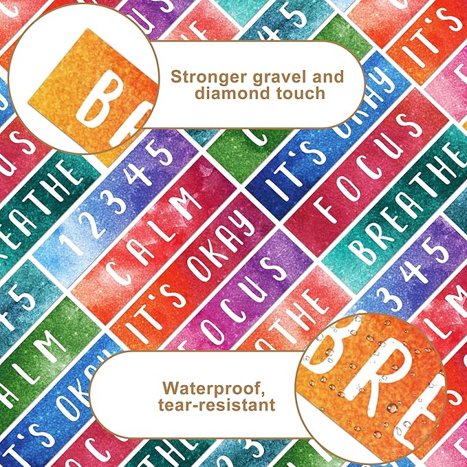 50PCS Calm Strips for Anxiety Sensory Stickers Calm Stickers for Relieve Adults Kids Teens Fidgets Stress Office&Classroom Supplies Anxiety Relief Items with Tactile Textured Surface Patterns(Letter)