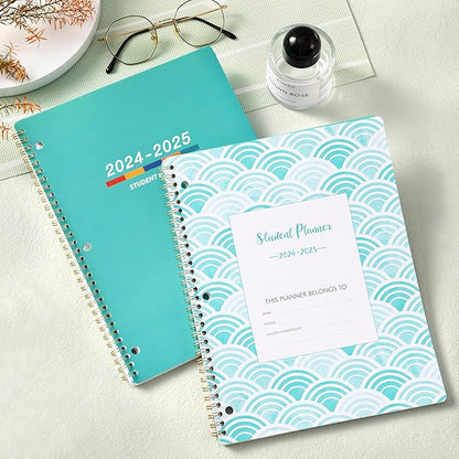 Student Planner 2024-2025 - Academic Planner 2024-2025 from July 2024 - June 2025, 11" × 9", Weekly Lesson Planner with Stickers, Week's Goals, Printed Tabs and Golden Twin-Wire Binding