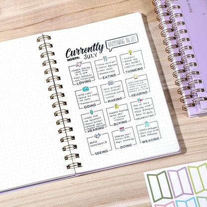 Dot Grid Spiral Notebook A5 Spiral Bullet Dotted Journal 160 Pages Thick Dot Paper Notebooks Plastic Hardcover Spiral Notebook 5x7 Wire Bound Notebooks for Note Taking School Office Supplies,Purple