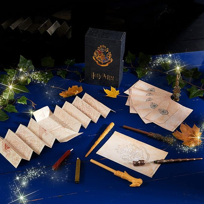 Harry Potter Gifts Writing Set Wand Pens Stationery Set Keepsake Box Wax Seal Stamp Vintage Letter Paper Marauders Map Hermione Wand Kids Teens Adults