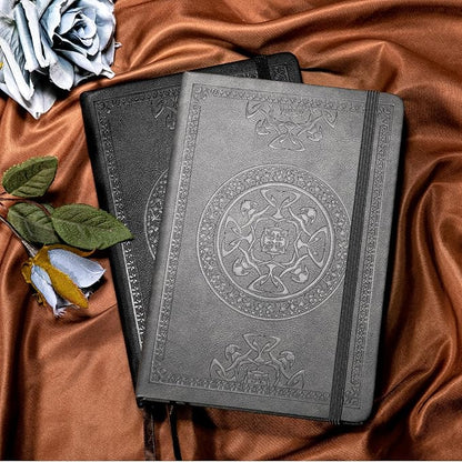 CAGIE Leather Journal for Men Hardcover Journals for Writing with Pen, 290 Pages Lined Journaling Notebooks for Work Leather Vintage Journal Notebook, 6.1" x 8.5", Gray