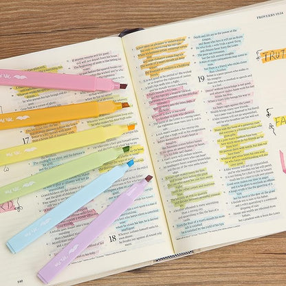 Mr. Pen Aesthetic Highlighter Pens - 12 Pack, Pastel Color No Bleed, Black Ink Bible Pens for Bibles