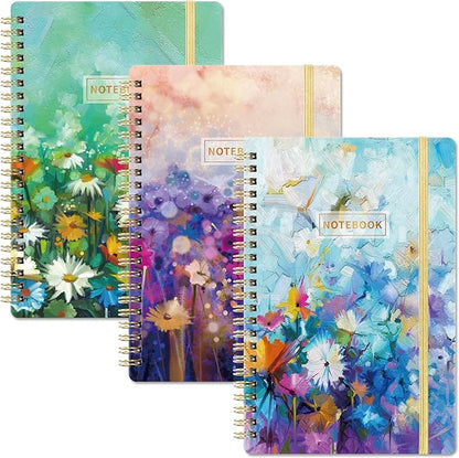 Spiral Notebook - 3 Pack A5 Ruled Journal Notebook, 8.3'' × 6'', 3 × 160 Pages, Journal for Women, College Ruled Notebook, Spiral Notebook with Back Pocket, Great Notebooks for School, Home & Office
