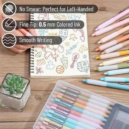 Mr. Pen- Retractable Gel Pens, 12 Pack, Colorful Ink Gel Pens with Case and 12 Refills, Gel Pens Fine Point 0.5mm, Retractable Pens, Cute Pens, Aesthetic Pens for Journaling Fine Tip Pens