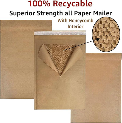 Honeycomb paper padded envelope sealable mailers (50, #5-10.5" x 15")